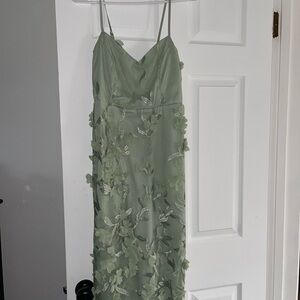 Lulu's Sage Green Floral Midi Dress
